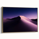 Framed canvas artwork depicting a desert landscape with vibrant colors and intricate details, featuring a gold frame that enhances its elegance. Ideal for modern home decor.