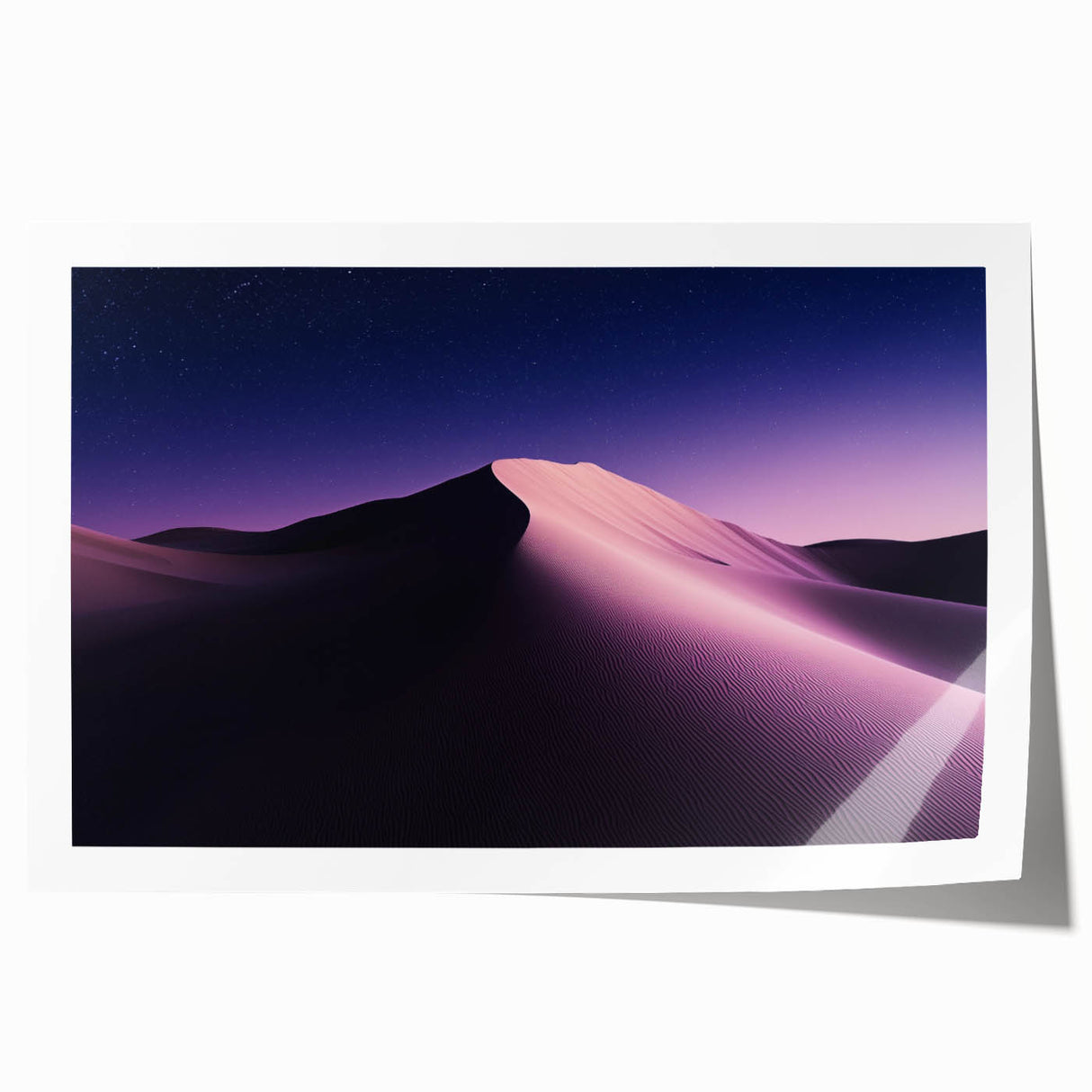 Desert landscape rolled canvas print showcasing vibrant orange and yellow hues with detailed textures, elegantly packaged in a protective cardboard tube for easy transport.