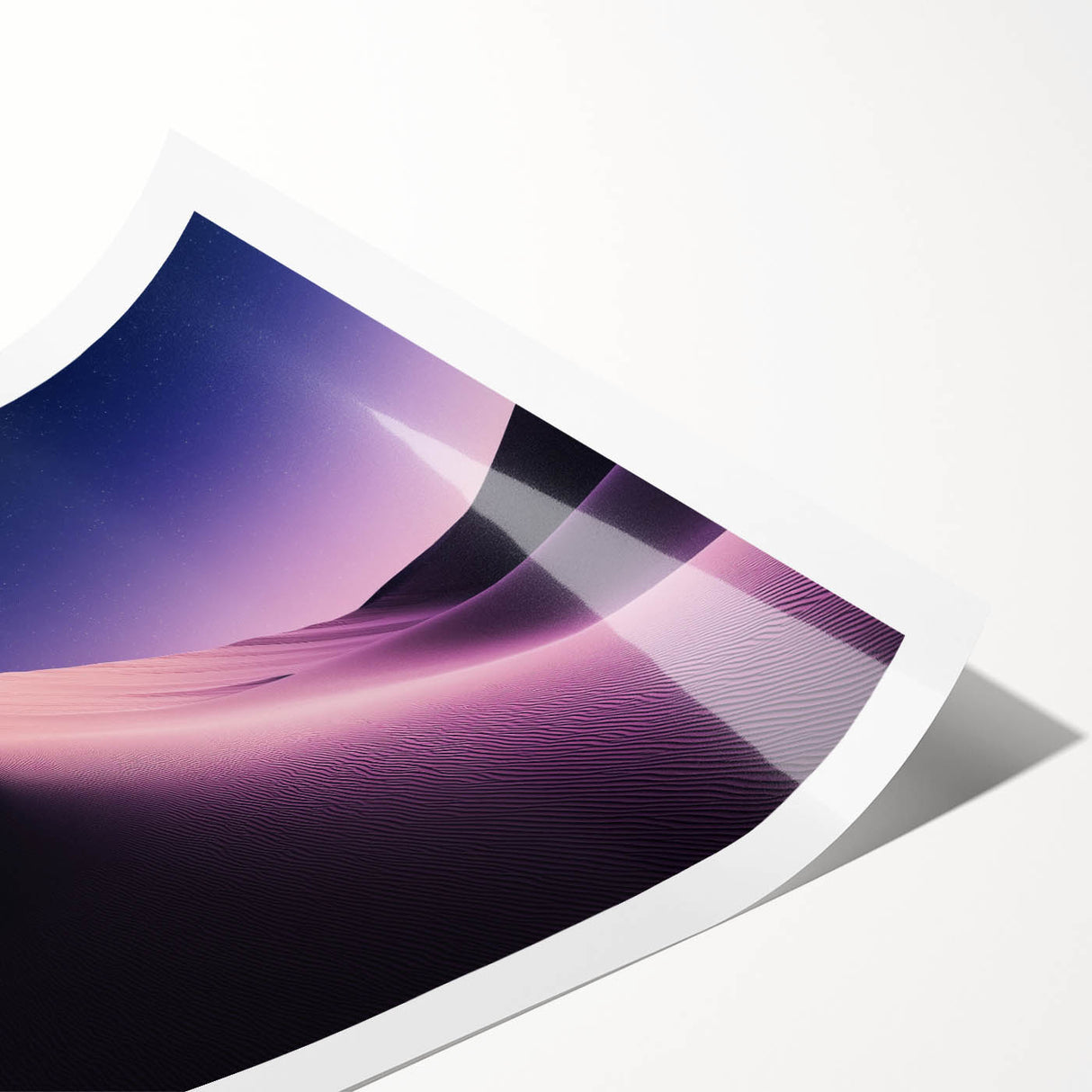Desert landscape rolled print showcasing vibrant colors and intricate details of arid terrain, presented in a protective cardboard tube for easy transport and display.