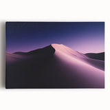 Desert landscape stretched canvas art showcasing vibrant hues of orange and yellow sunset over a rugged terrain, perfect for home or office decor.