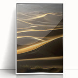 Framed acrylic artwork showcasing serene sand dunes in a minimalist white frame, perfect for enhancing modern home decor with a touch of nature's beauty.
