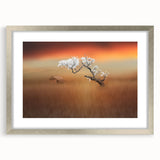 Framed landscape artwork featuring vibrant green fields and a silver mat, designed to enhance home decor, showcasing a serene natural scene.