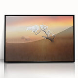 Framed acrylic artwork of lush green fields under a bright blue sky, showcasing vibrant landscape scenery with a sleek black frame, ideal for home decor.