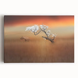 Stretched canvas artwork showcasing a serene landscape of vibrant green fields under a clear blue sky, ideal for home decor and art enthusiasts. This piece adds tranquility and nature-inspired beauty to any interior space.