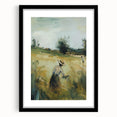 Black framed landscape artwork with a white mat, showcasing a serene outdoor scene. Perfect for modern home decor, adding elegance to living spaces.