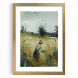 Elegant gold-framed landscape artwork with matting, showcasing a serene natural scene, perfect for enhancing home decor and adding a touch of sophistication.