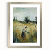 Elegant silver landscape frame with mat, showcasing a scenic artwork. The front view highlights its modern design, perfect for enhancing home decor. Ideal for art lovers seeking stylish framing solutions.
