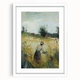 White-framed landscape artwork with a mat, showcasing vibrant colors and detailed scenery. Ideal for home decor, adding elegance to any room's ambiance.