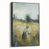 Framed black canvas artwork showcasing a serene landscape with vibrant colors, designed to enhance modern home decor, viewed from the side to emphasize depth and framing.