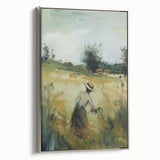 Framed canvas artwork showcasing a serene landscape with vibrant colors and intricate details, accented by a sleek silver frame, ideal for modern home decor.