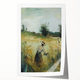 Rolled print of a vibrant landscape scene featuring lush green hills and a colorful sunset sky, carefully packaged in a protective cardboard tube for safe shipping.