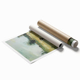 Vibrant rolled print featuring a stunning landscape design, showcasing rich colors and intricate details. Perfect for home decor, packaged securely in a protective cardboard tube.