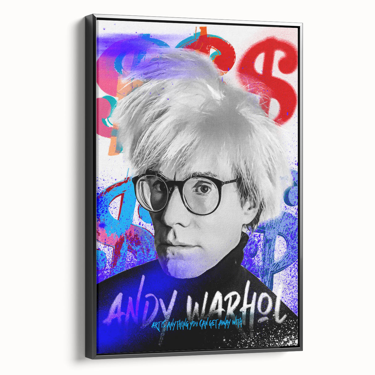 Urban Chic Pop Art Wall Art – Bold Blue, Red, and Black Canvas