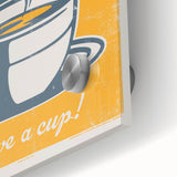 Vintage Retro Coffee Poster - Fresh & Hot Coffee Art Print