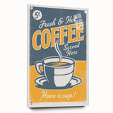 Vintage Retro Coffee Poster - Fresh & Hot Coffee Art Print