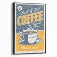 Vintage Retro Coffee Poster - Fresh & Hot Coffee Art Print