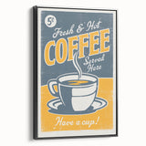Vintage Retro Coffee Poster - Fresh & Hot Coffee Art Print