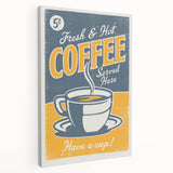 Vintage Retro Coffee Poster - Fresh & Hot Coffee Art Print