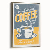 Vintage Retro Coffee Poster - Fresh & Hot Coffee Art Print