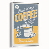 Vintage Retro Coffee Poster - Fresh & Hot Coffee Art Print