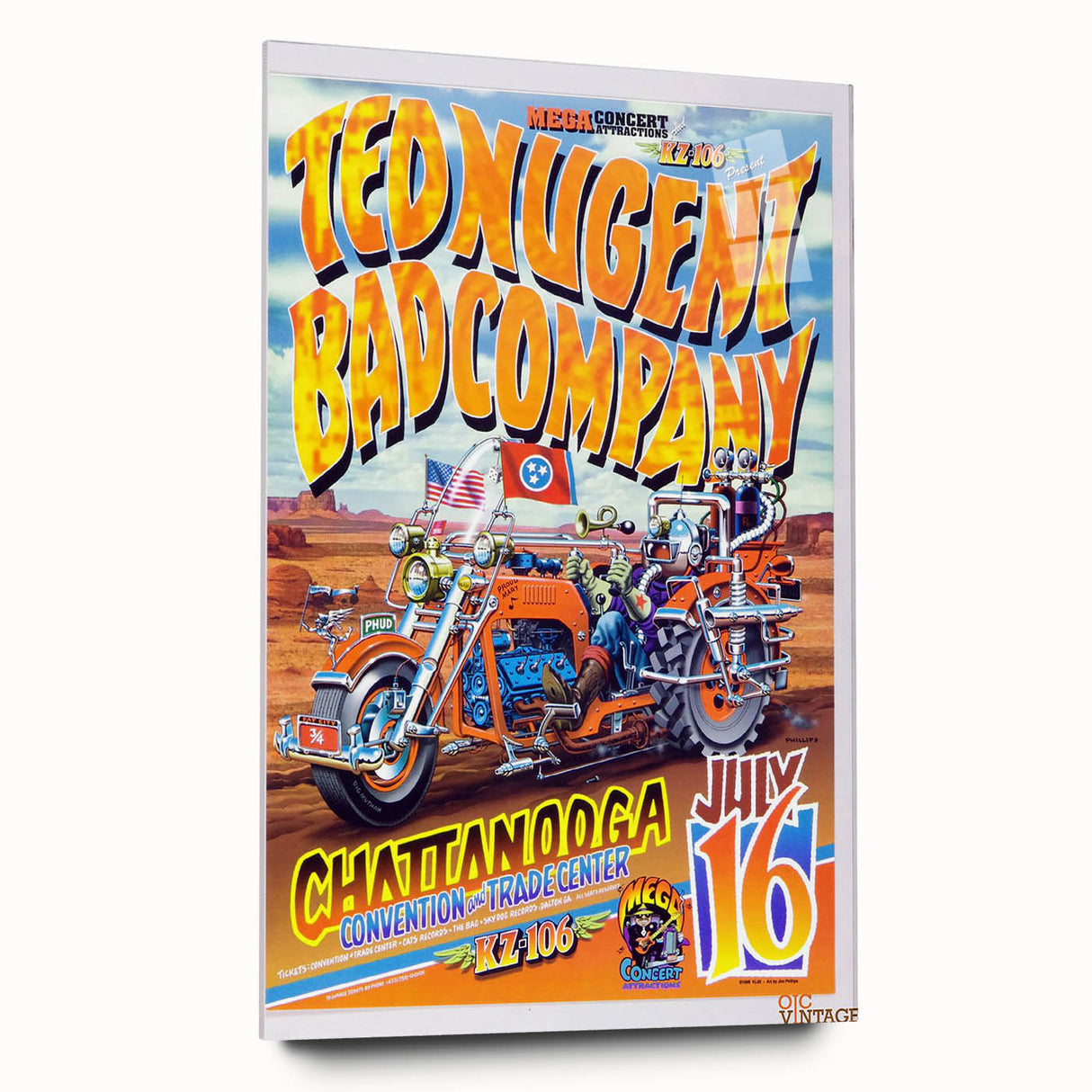 Ted Nugent & Bad Company Poster – Retro Motorcycle Wall Art