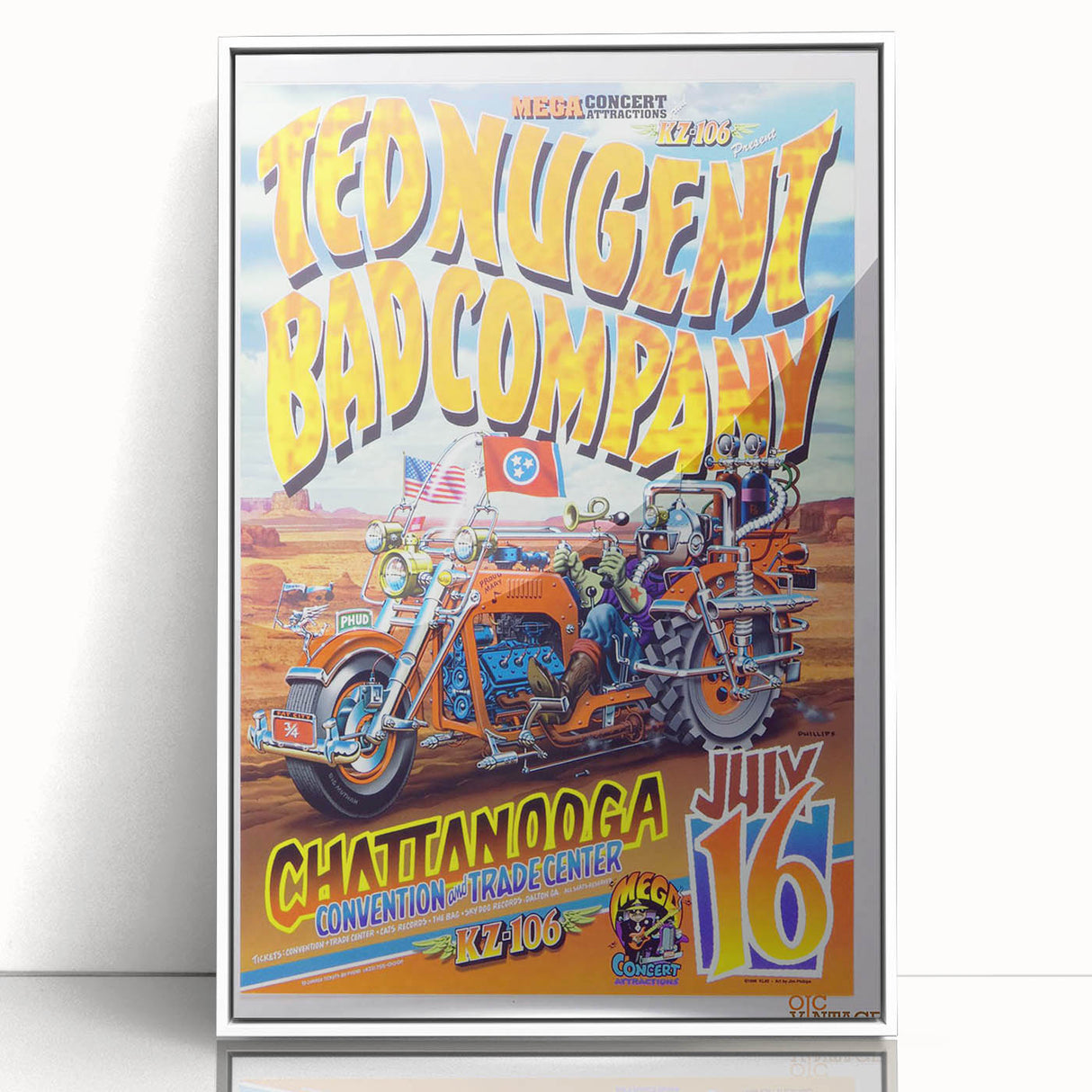 Ted Nugent & Bad Company Poster – Retro Motorcycle Wall Art