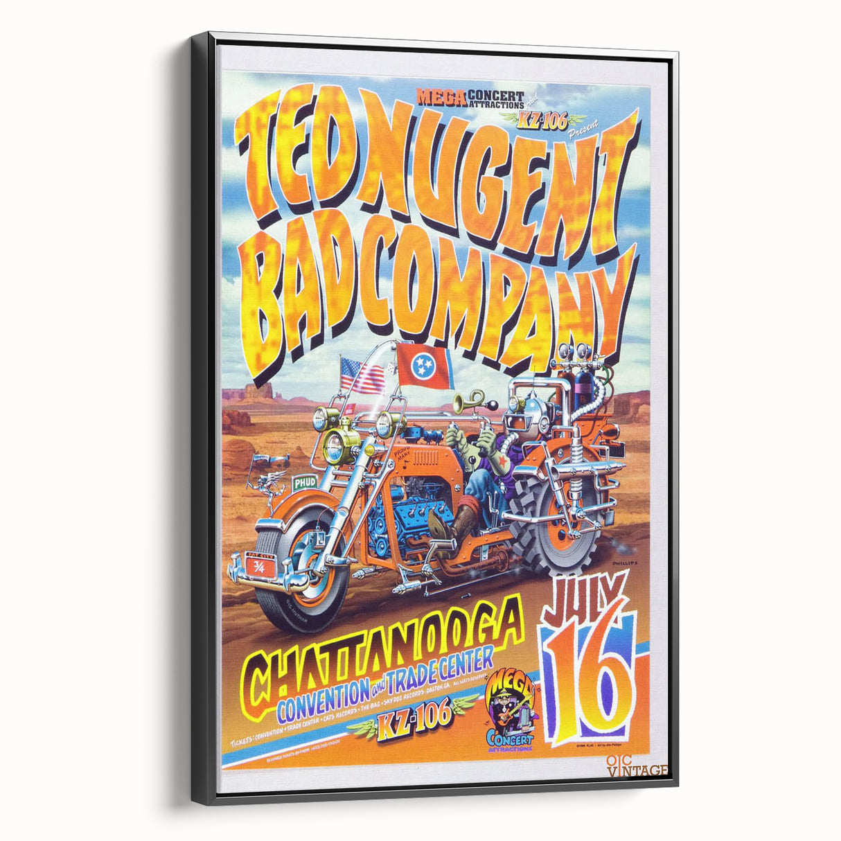 Ted Nugent & Bad Company Poster – Retro Motorcycle Wall Art