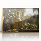 Mediterranean Olive Oil Art – Rustic Kitchen Still Life Print