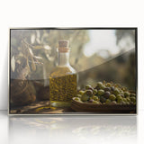 Mediterranean Olive Oil Art – Rustic Kitchen Still Life Print