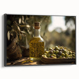 Mediterranean Olive Oil Art – Rustic Kitchen Still Life Print