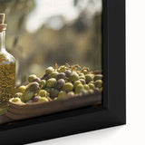 Mediterranean Olive Oil Art – Rustic Kitchen Still Life Print