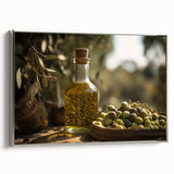Mediterranean Olive Oil Art – Rustic Kitchen Still Life Print