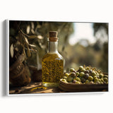 Mediterranean Olive Oil Art – Rustic Kitchen Still Life Print