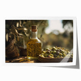 Mediterranean Olive Oil Art – Rustic Kitchen Still Life Print