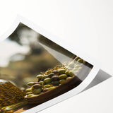 Mediterranean Olive Oil Art – Rustic Kitchen Still Life Print