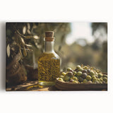 Mediterranean Olive Oil Art – Rustic Kitchen Still Life Print