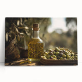 Mediterranean Olive Oil Art – Rustic Kitchen Still Life Print