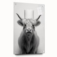 Highland Cow Bathroom Wall Art - Minimalist Black and White Decor