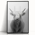 Highland Cow Bathroom Wall Art - Minimalist Black and White Decor