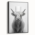 Highland Cow Bathroom Wall Art - Minimalist Black and White Decor