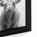 Highland Cow Bathroom Wall Art - Minimalist Black and White Decor