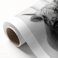 Highland Cow Bathroom Wall Art - Minimalist Black and White Decor