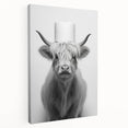 Highland Cow Bathroom Wall Art - Minimalist Black and White Decor