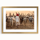 Extra large abstract art print of a textured Indian scenery in muted gold, framed with mat, ideal for living room decor.