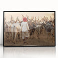 Large abstract wall art depicting a stylized Indian landscape in muted earth tones on a framed acrylic panel.