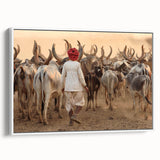 Vintage poster art of an Indian scenery in vibrant colors on a framed canvas, ideal for living room decor.