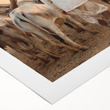 Art deco poster featuring a vibrant scene of an Indian marketplace on a rolled canvas, ideal for dining room decor.