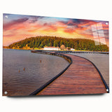 Large abstract wall art of European scenery on acrylic glass, in muted earth tones, ideal for bedroom or dining room decor.