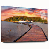 Large abstract wall art of a European Albanian scenery in muted earth tones on acrylic glass.