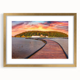 Abstract art print of a European scenery in muted earth tones on a framed canvas, ideal for dining room decor.